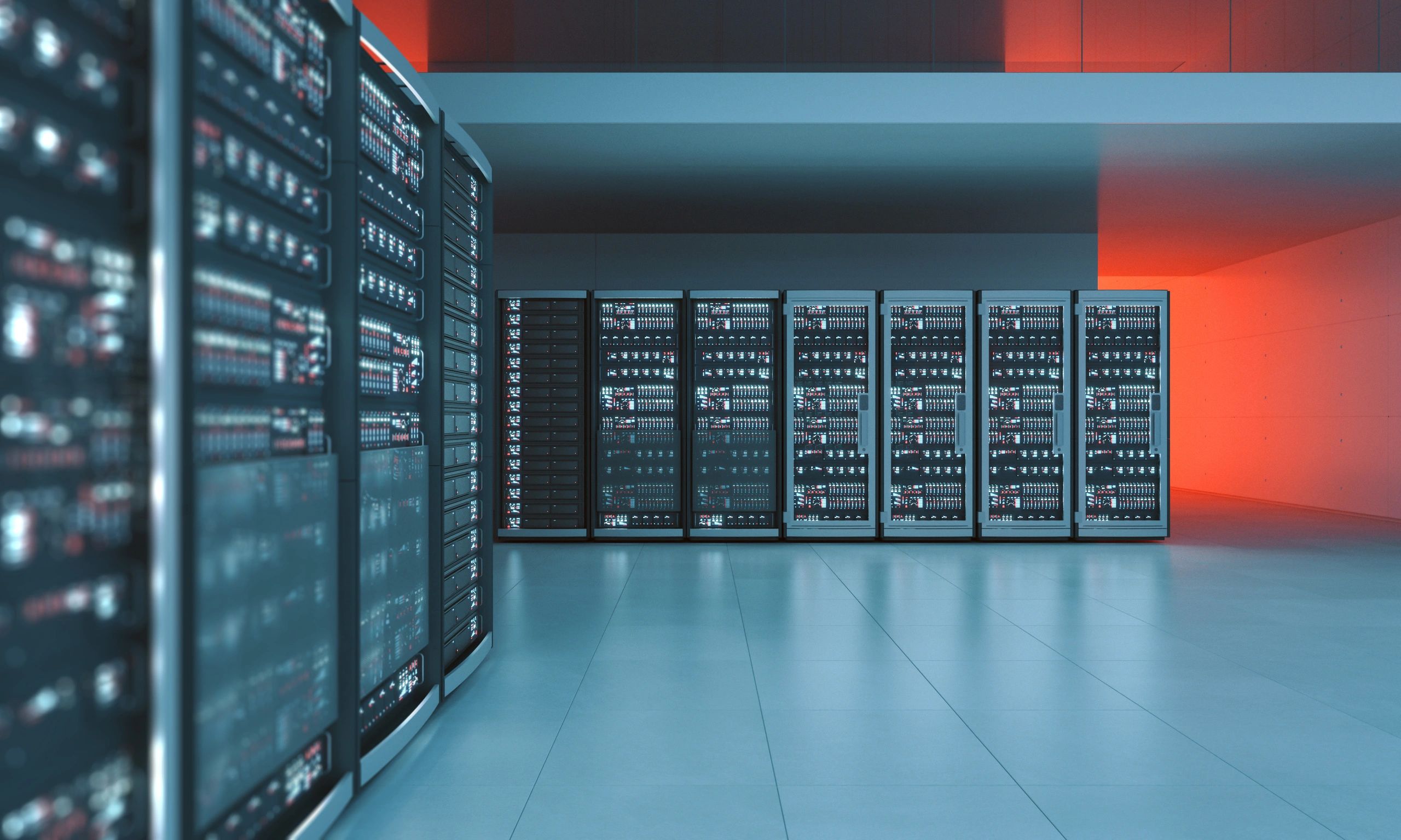 Modern data center servers representing managed cloud and network support