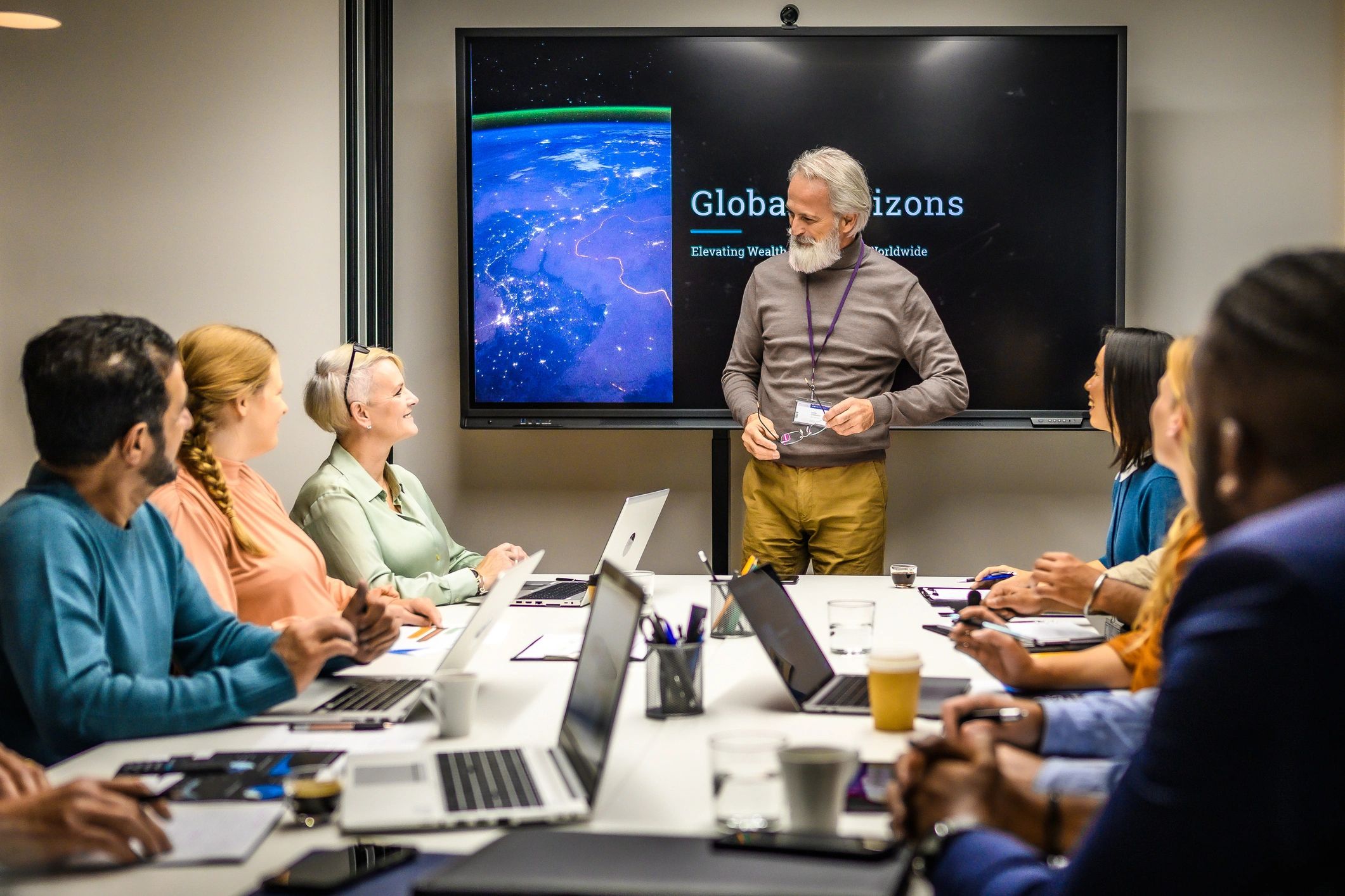 IT compliance presentation in a business meeting